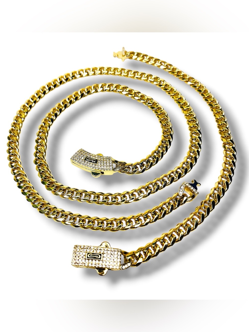 14k Gold Filled Cuban Monaco Link Chain Necklace with Bracelet Jewelry for Men’s